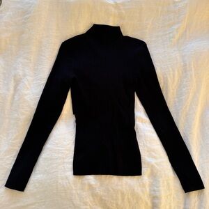 Babaton Black Ribbed Knit Top